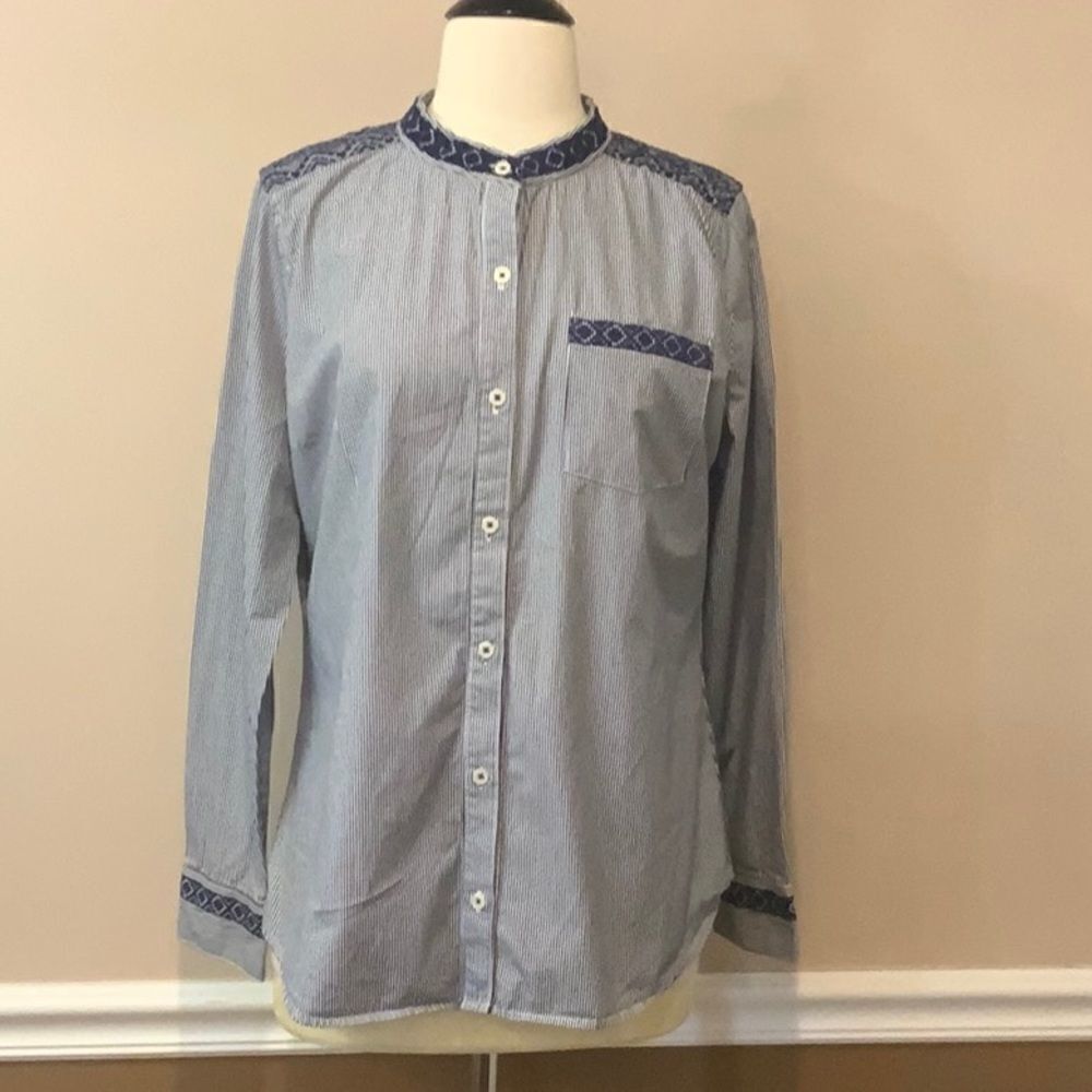 C. Wonder Striped Embroidered Blouse M - Picture 2 of 14